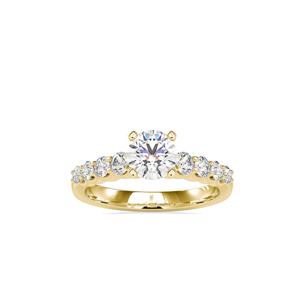 round cut solitaire lab-grown diamond ring in yellow gold
