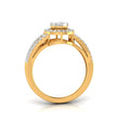 split shank round cluster diamond ring in yellow gold