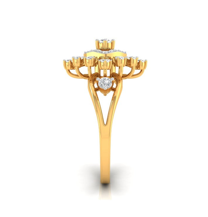 square halo prong set lab-grown diamond ring yellow gold
