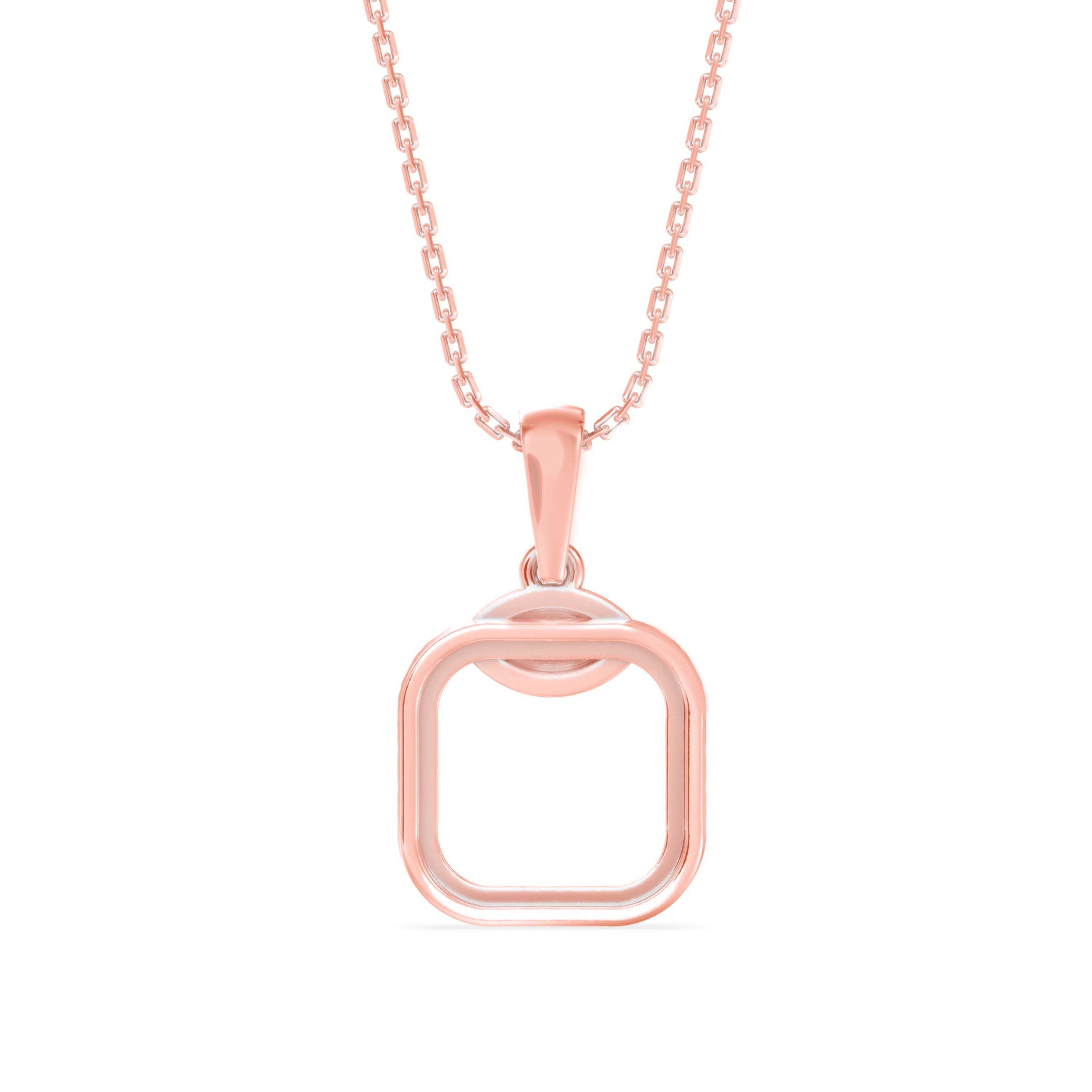 square pave diamond pendant necklace in rose gold