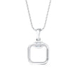 square pave diamond pendant necklace in white gold