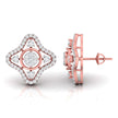 star shape round diamond stud earrings in rose gold