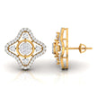star shape round diamond stud earrings in yellow gold