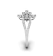 sunburst cluster lab-grown diamond ring white gold