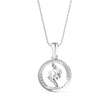 swirl circular halo diamond pendant necklace in white gold