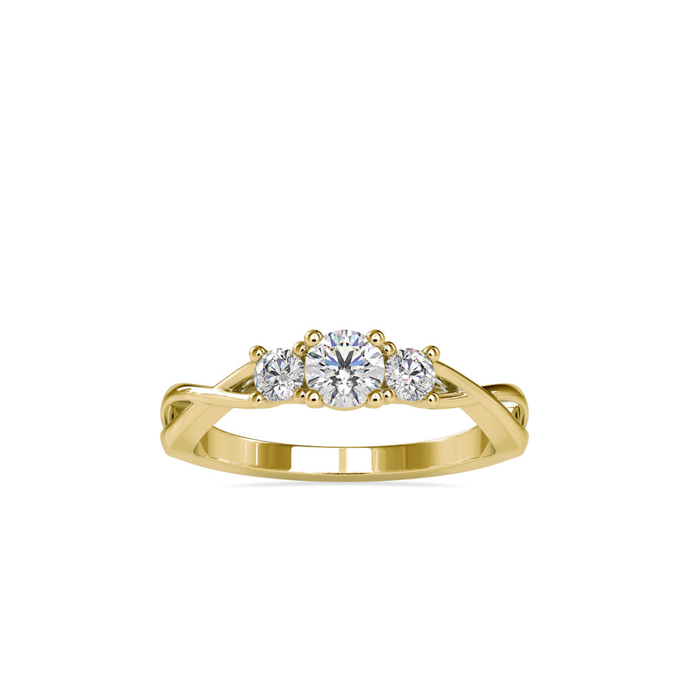 round three stone lab-grown diamond ring in yellow gold