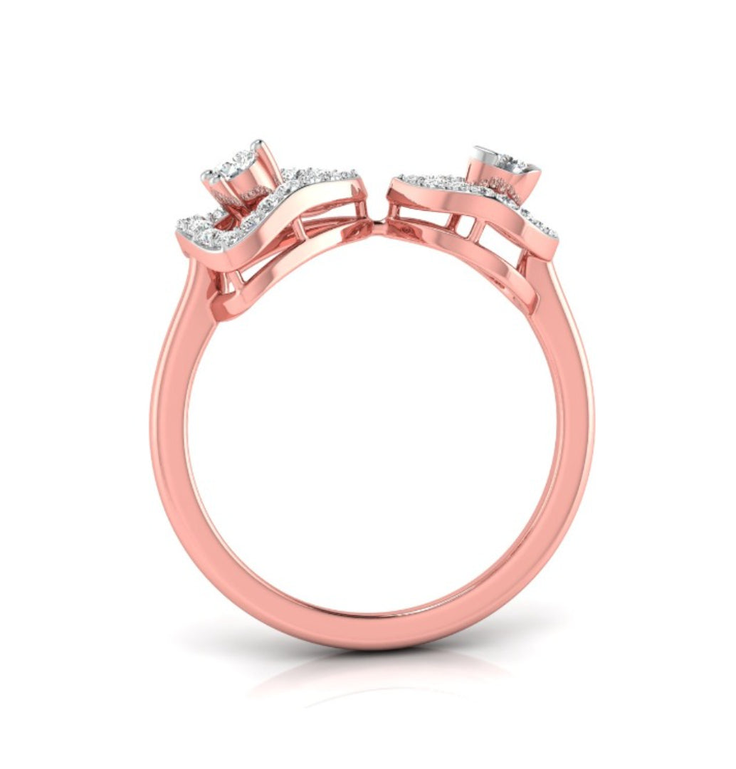 triangle teardrop shape diamond ring in rose gold