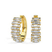 triple row diamond hoop earrings in yellow gold
