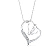 two horse heads shape diamond pendant necklace in white gold