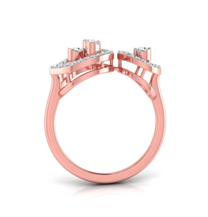 two teardrop style diamond ring in rose gold