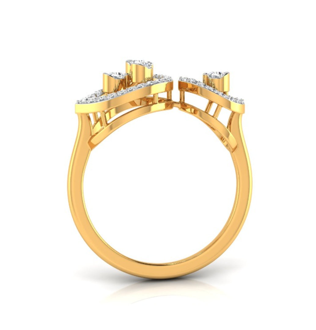 two teardrop style diamond ring in yellow gold