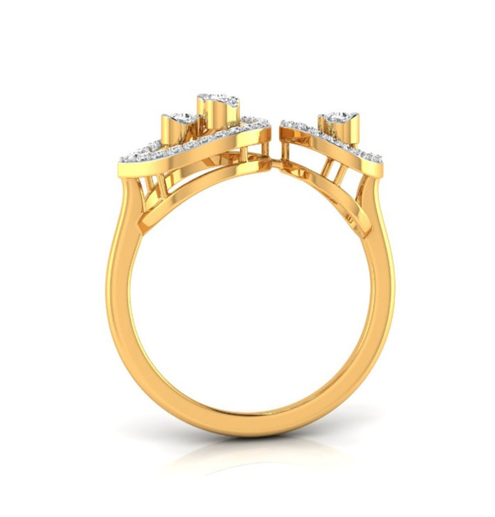 two teardrop style diamond ring in yellow gold