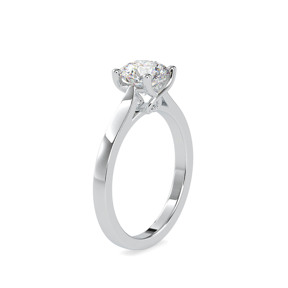 round cut solitaire lab-grown diamond ring in white gold