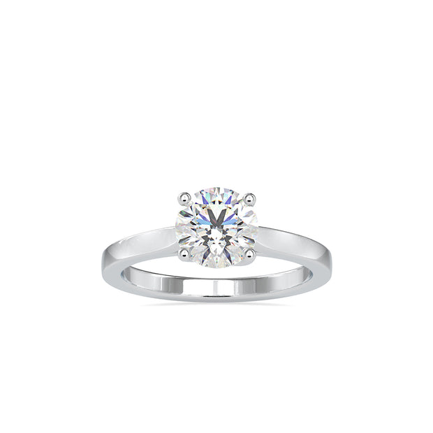round cut solitaire lab-grown diamond ring in white gold
