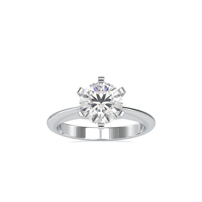 round solitaire lab-grown diamond ring in white gold