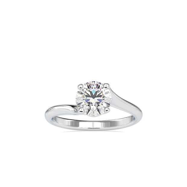 round cut solitaire lab-grown diamond ring in white gold