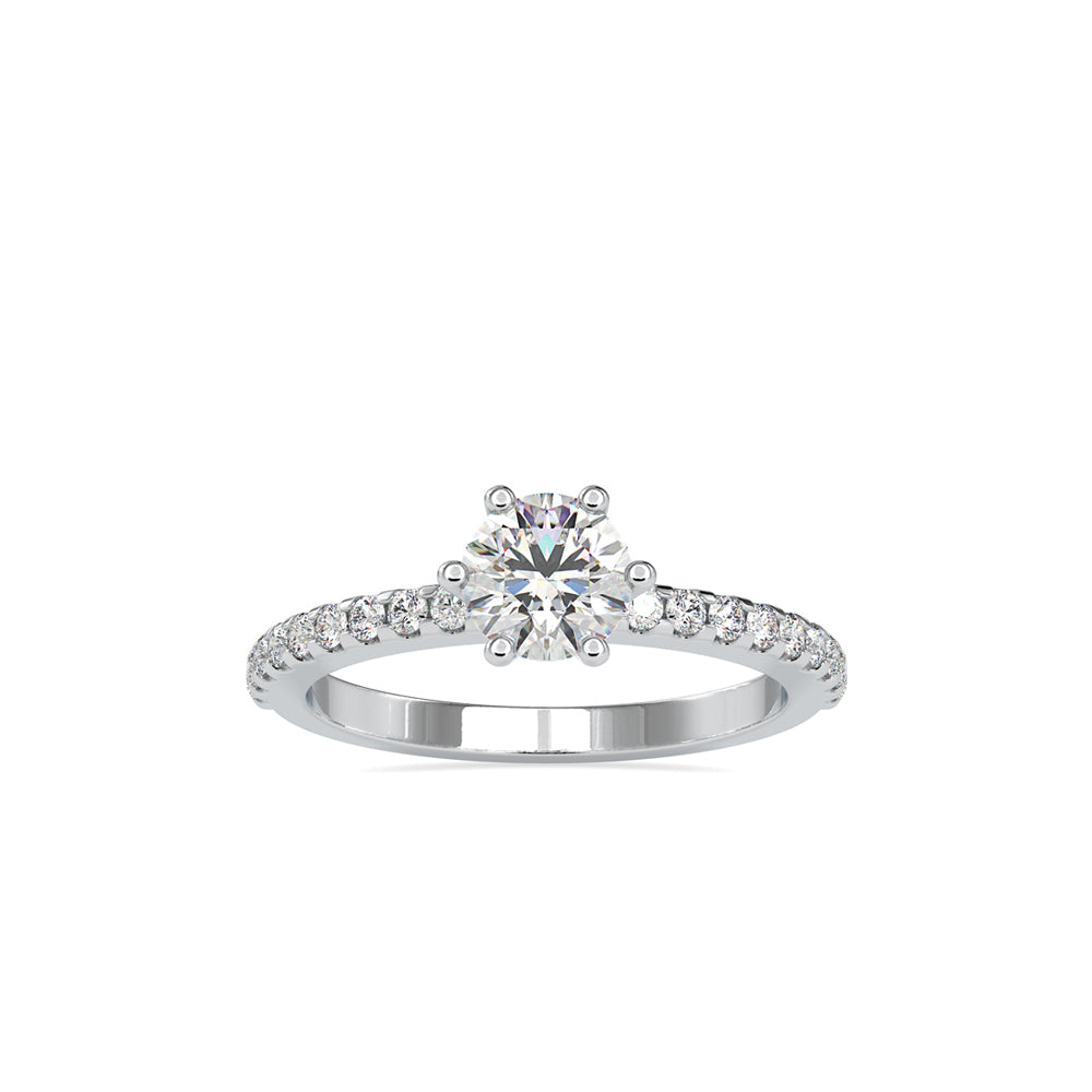 round solitaire lab-grown diamond ring in white gold