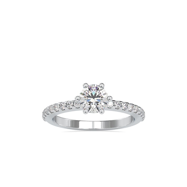 round solitaire lab-grown diamond ring in white gold