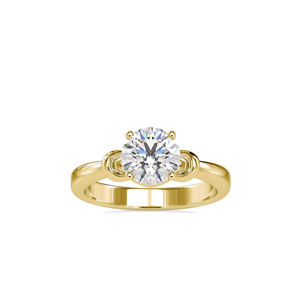 round cut solitaire lab-grown diamond ring in yellow gold
