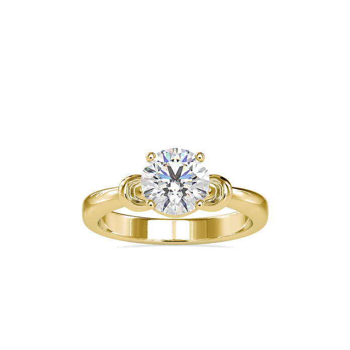 round cut solitaire lab-grown diamond ring in yellow gold