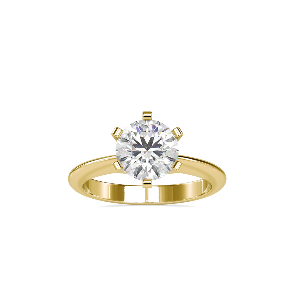 round solitaire lab-grown diamond ring in yellow gold