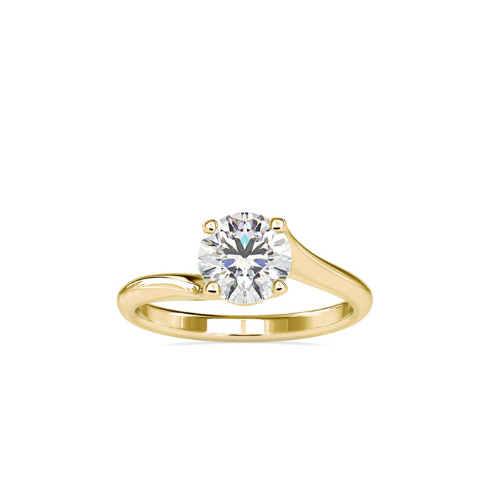 round cut solitaire lab-grown diamond ring in yellow gold