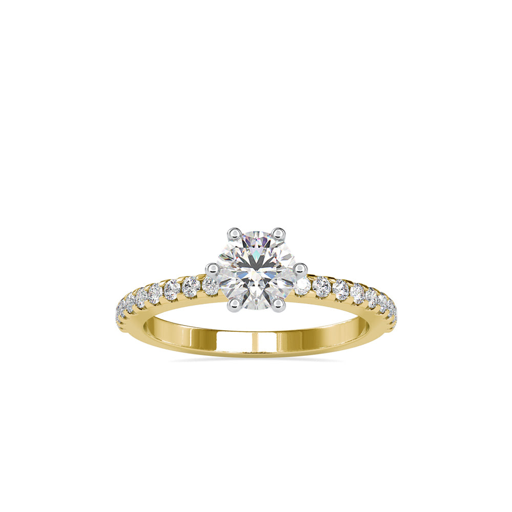 round solitaire lab-grown diamond ring in yellow gold