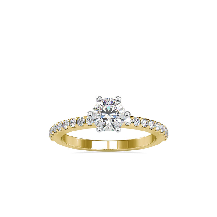 round solitaire lab-grown diamond ring in yellow gold