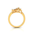 fan-shaped round cut lab-grown diamond ring in yellow gold