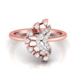 fan shape round cut lab-grown diamond ring in rose gold