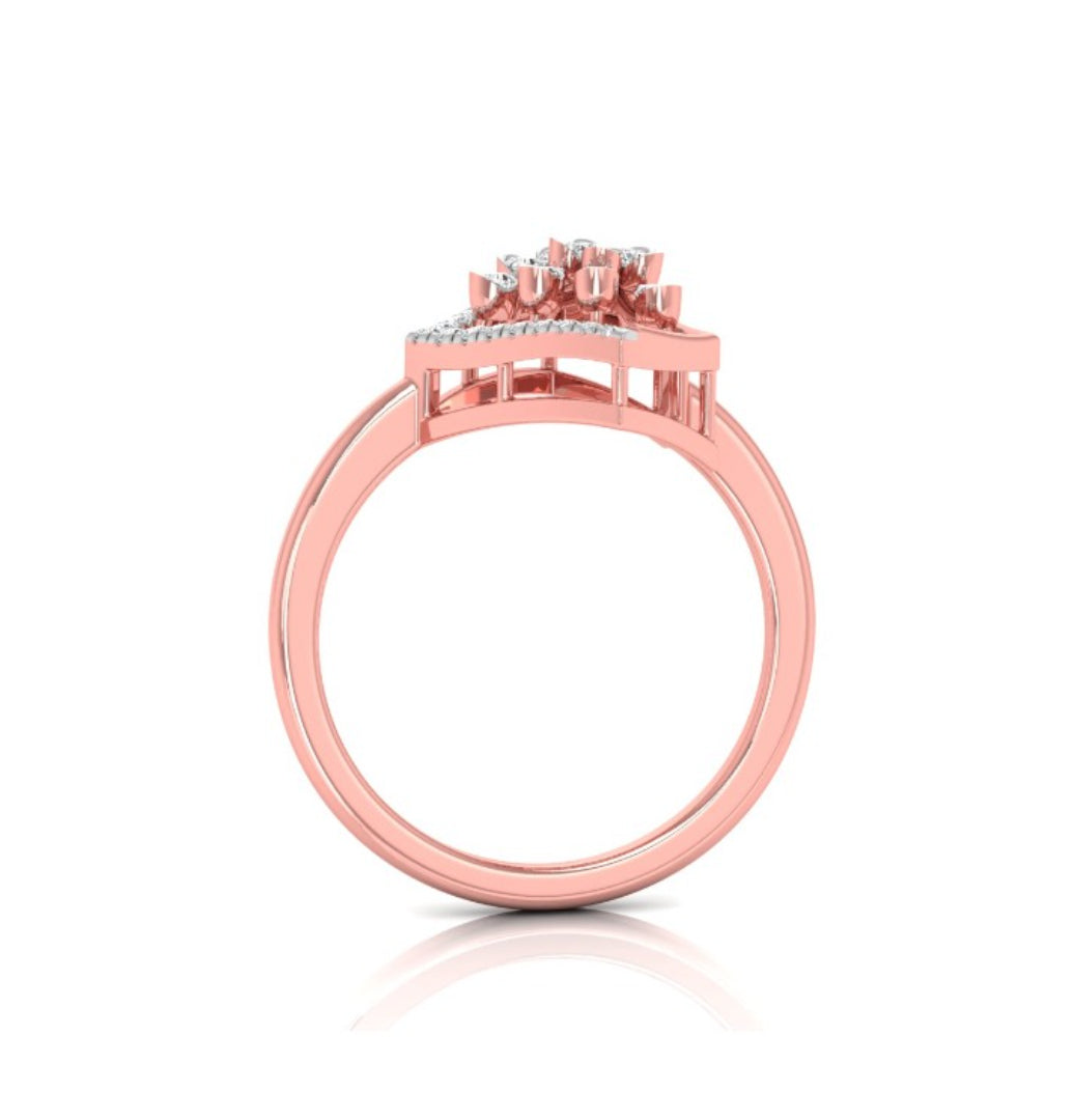 floral cluster geometric frame lab-grown diamond ring in rose gold