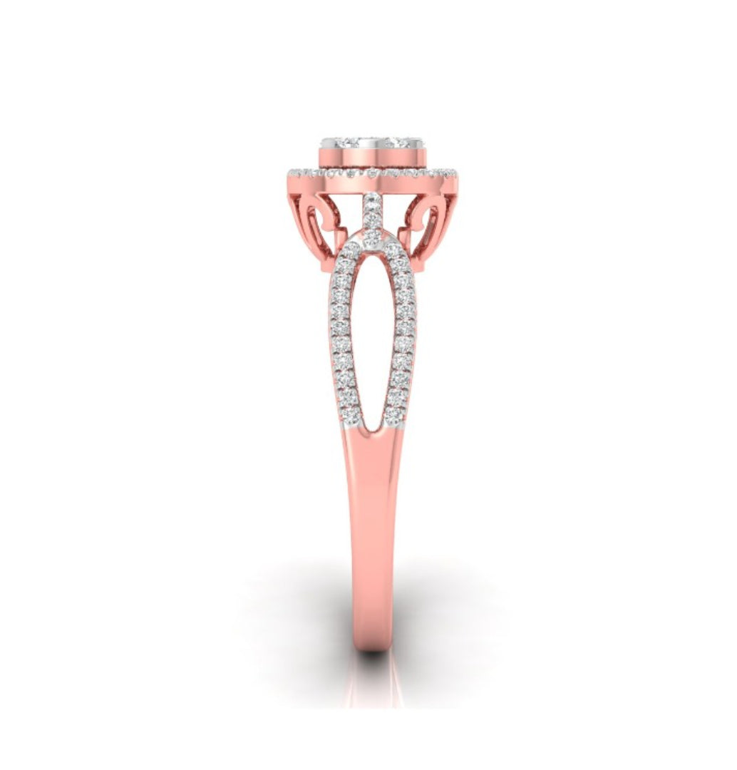 rose gold halo cluster lab-grown diamond ring