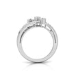 pear cut three stone lab-grown diamond ring in white gold
