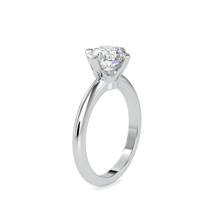 round cut solitaire lab-grown diamond ring in white gold