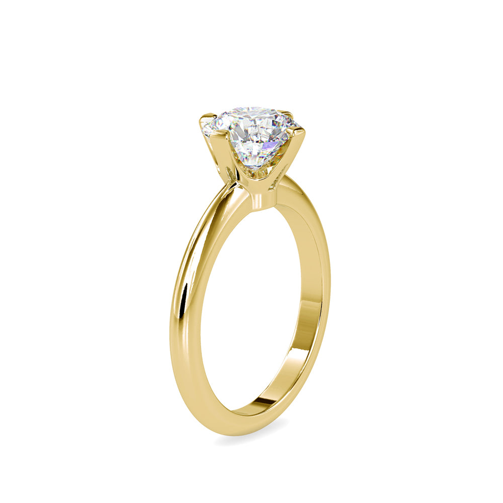round cut solitaire lab-grown diamond ring in yellow gold