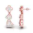 round diamond dangler earrings in rose gold