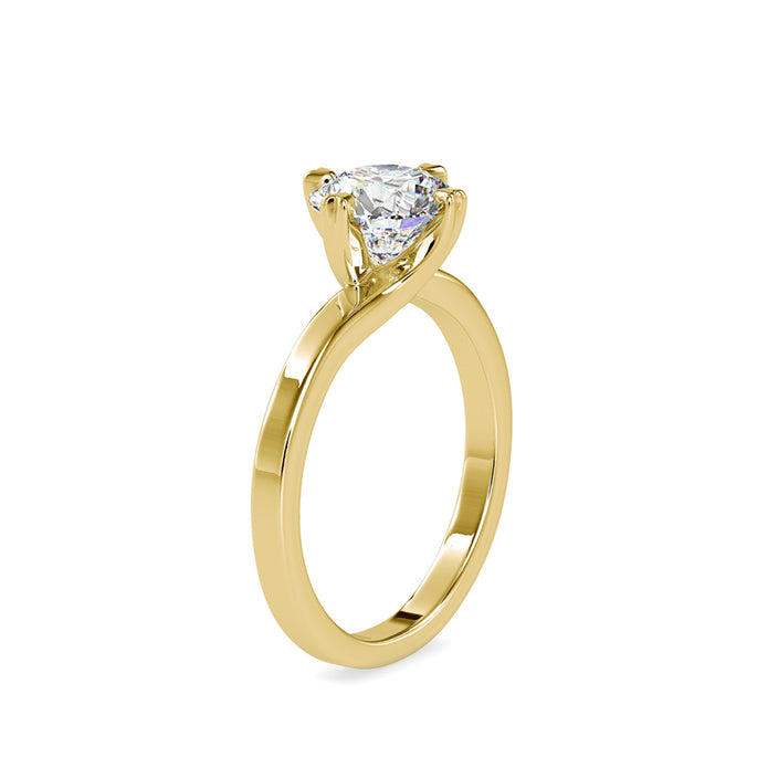 round cut solitaire lab-grown diamond ring in yellow gold