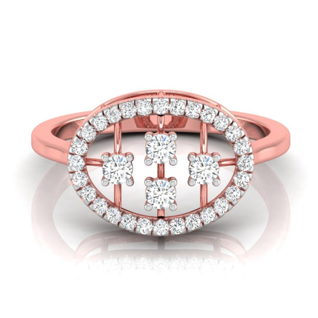 lattice design round cut diamond ring in rose gold