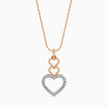 layered heart diamond pendant necklace in rose gold