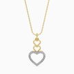 layered heart diamond pendant necklace in yellow gold