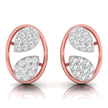 leaf design round diamond stud earrings in rose gold