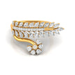 leaf floral marquise and round cut diamond ring in yellow gold