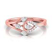 leaf pear cut prong set diamond ring in rose gold
