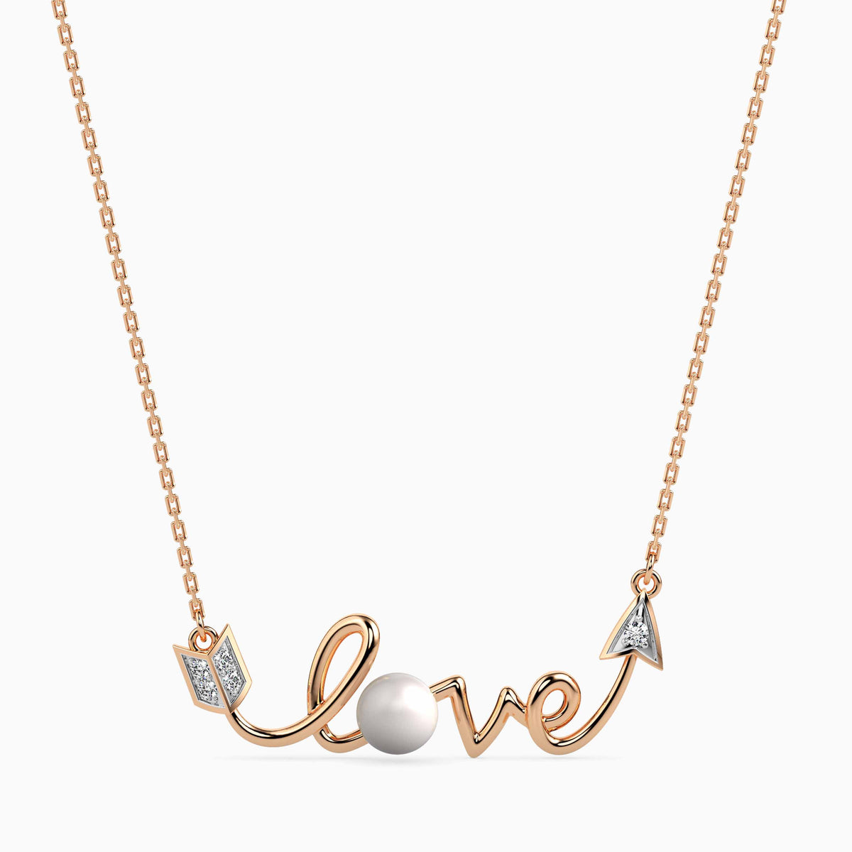 love arrow lab-grown diamond pendant necklace in rose gold