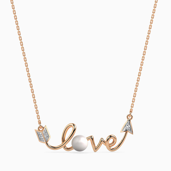 love arrow lab-grown diamond pendant necklace in rose gold