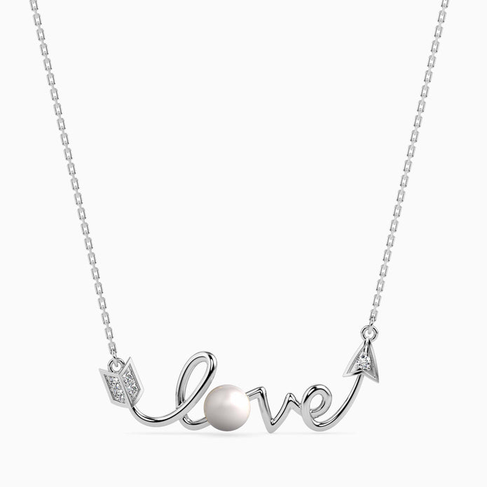 love arrow lab-grown diamond pendant necklace in white gold