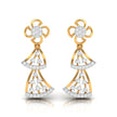round diamond dangler earrings in yellow gold
