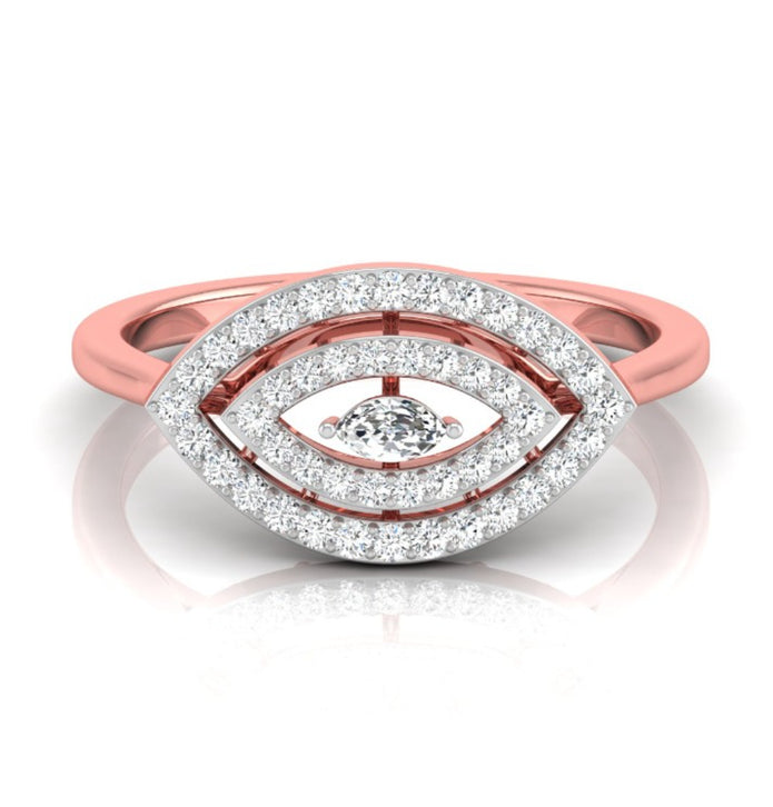 marquise cut double halo diamond ring in rose gold