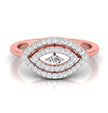marquise cut double halo diamond ring in rose gold