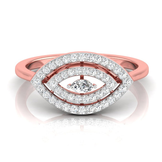 marquise cut double halo diamond ring in rose gold